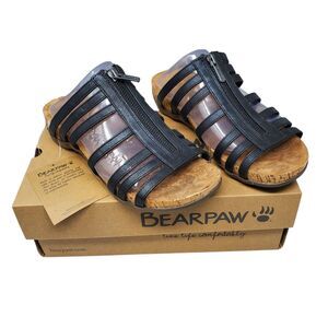 Bearpaw Sabrina Sandals Women's 10  Black Strappy Open Toe Slide On Comfort New